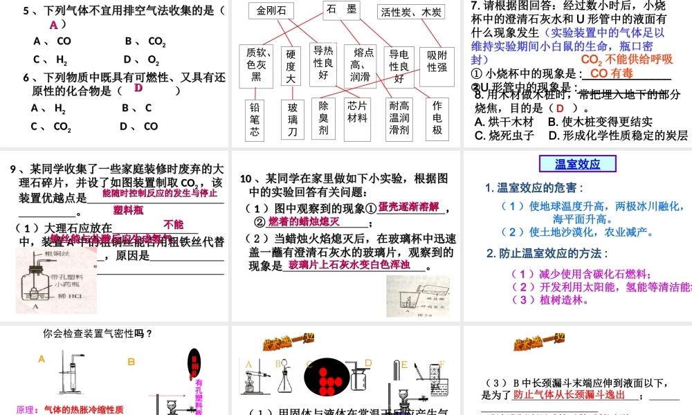 （包头专用）中考化学 碳和碳的氧化物课件-人教版初中九年级全册化学课件