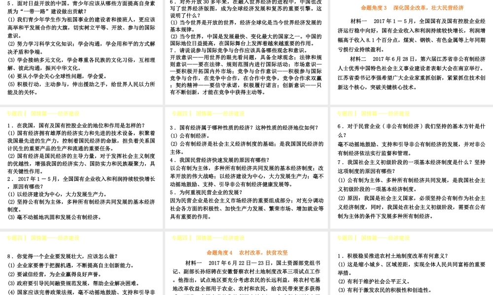 （呼伦贝尔兴安盟专版）中考政治复习方案 专题突破篇四 国情篇 经济建设课件-人教版初中九年级全册政治课件