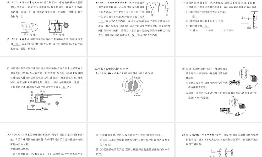 （云南专用）九年级物理全册 17 从指南针到磁悬浮列车达标测试卷课件 （新版）沪科版-（新版）沪科版初中九年级全册物理课件