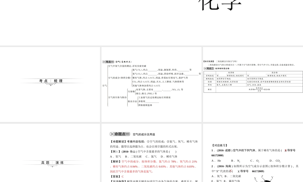 （四川版）中考化学总复习 第一篇 第3讲 空气课件-人教版初中九年级全册化学课件