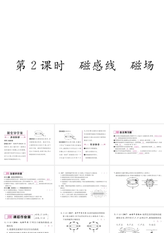 （云南专用）九年级物理全册 17.1 磁是什么 第2课时 磁感线 磁场作业课件 （新版）沪科版-（新版）沪科版初中九年级全册物理课件
