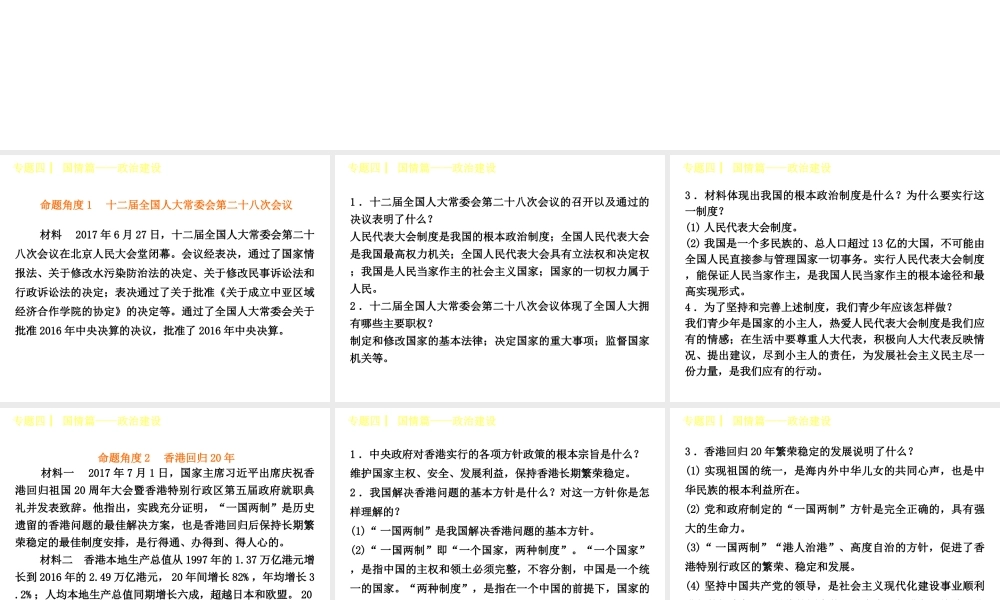 （呼伦贝尔兴安盟专版）中考政治复习方案 专题突破篇四 国情篇 政治建设课件-人教版初中九年级全册政治课件