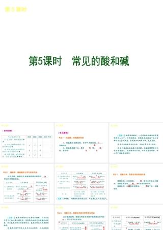 （北京专版）2013届中考化学考前热点冲刺《第5课 常见的酸和碱 》课件（单课考点自主梳理+热点反馈+典例真题分析）