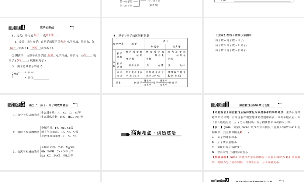 （四川地区）中考化学 第1篇 第5讲 分子、原子和离子课件-人教版初中九年级全册化学课件