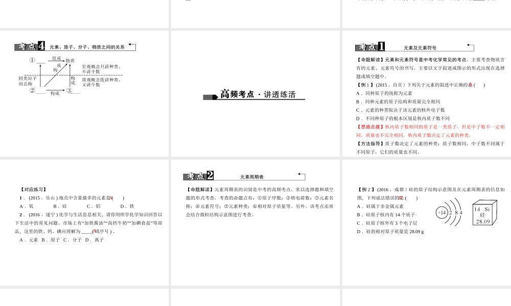 （四川地区）中考化学 第1篇 第6讲 元素课件-人教版初中九年级全册化学课件