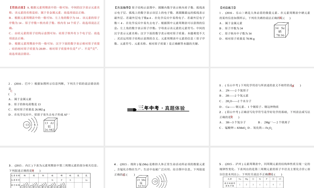 （四川地区）中考化学 第1篇 第6讲 元素课件-人教版初中九年级全册化学课件