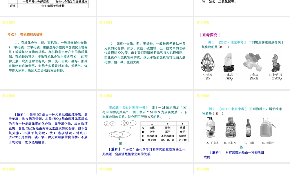 （北京专版）2013届中考化学考前热点冲刺《第8课时 物质的多样性 》课件（单课考点自主梳理+热点反馈+典例真题分析）