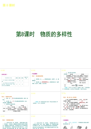 （北京专版）2013届中考化学考前热点冲刺《第8课时 物质的多样性 》课件（单课考点自主梳理+热点反馈+典例真题分析）
