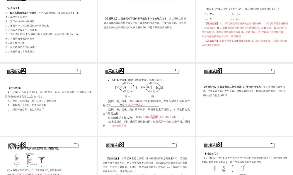 （四川地区）中考化学 第1篇 第12讲 二氧化碳的性质、用途、制取课件-人教版初中九年级全册化学课件
