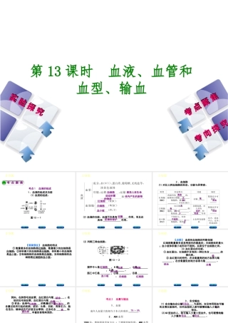 （北京专版）中考生物复习方案 主题五 生物圈中的人 第13课时 血液、血管和血型、输血课件-人教级全册生物课件