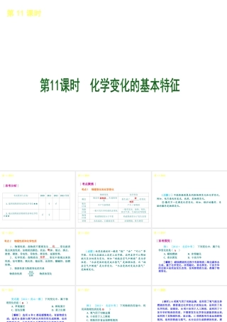 （北京专版）2013届中考化学考前热点冲刺《第11课时 化学变化的基本特征》课件（单课考点自主梳理+热点反馈+典例真题分析）