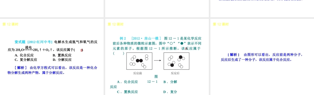 （北京专版）2013届中考化学考前热点冲刺《第12课时 几种化学反应 》课件（单课考点自主梳理+热点反馈+典例真题分析）