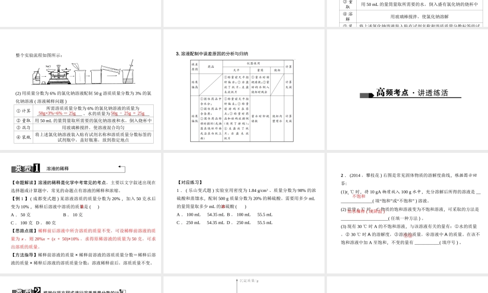 （四川地区）中考化学 第1篇 第17讲 溶液的浓度课件-人教版初中九年级全册化学课件