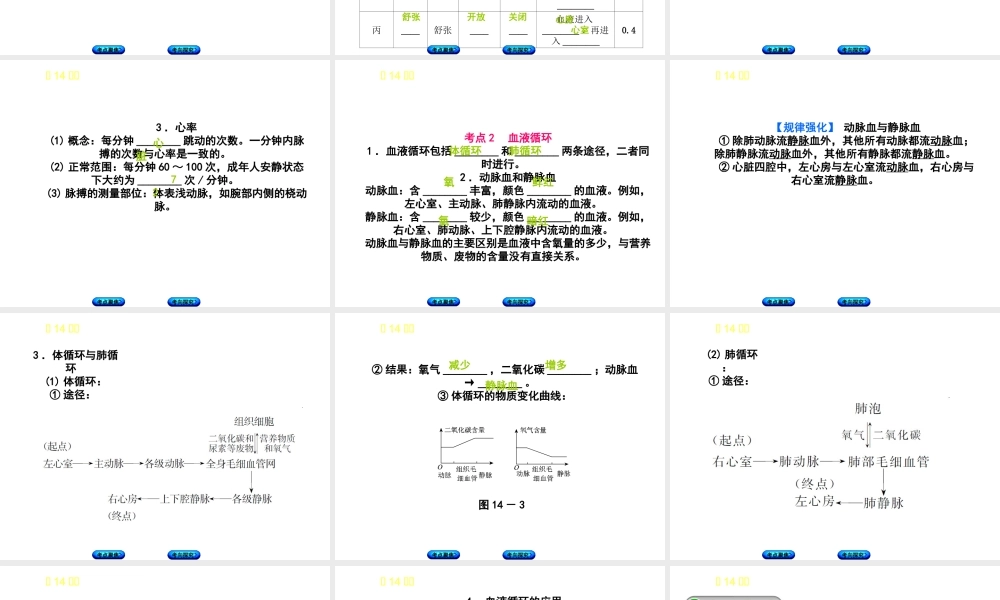 （北京专版）中考生物复习方案 主题五 生物圈中的人 第14课时 心脏与血液循环课件-人教级全册生物课件