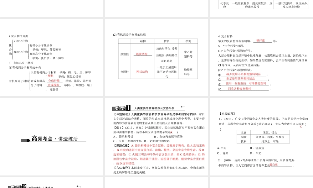 （四川地区）中考化学 第1篇 第22讲 化学与生活课件-人教版初中九年级全册化学课件