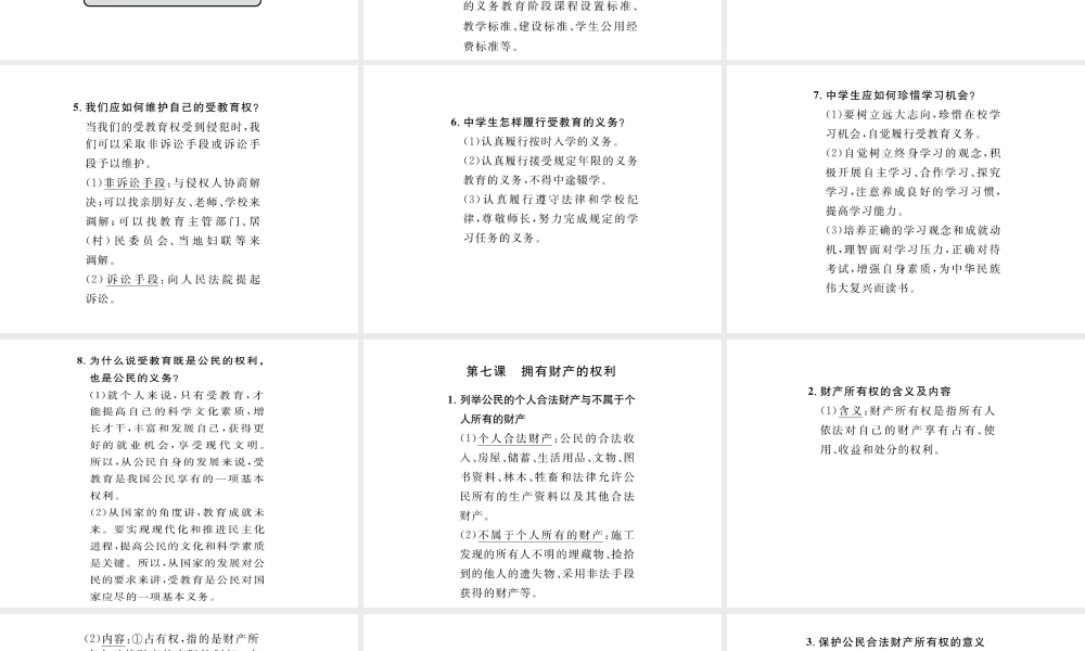 （云南省）中考政治总复习 八下 第三单元 我们的文化、经济权利（考点链接考点梳理考法探究）课件 新人教版-新人教版初中九年级全册政治课件