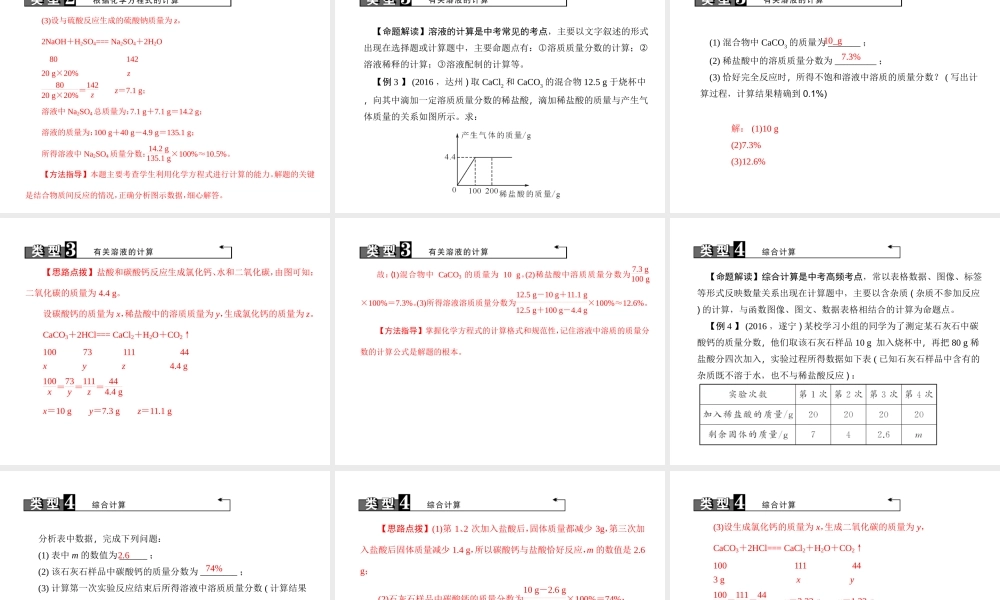 （四川地区）中考化学 第2篇 专题六 化学计算课件-人教版初中九年级全册化学课件