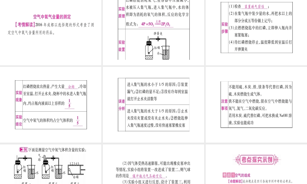 （四川地区）中考化学总复习 第2单元 我们周围的空气教学讲解课件-人教版初中九年级全册化学课件