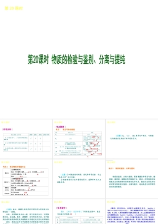 （北京专版）2013届中考化学考前热点冲刺《第20课时 物质的检验与鉴别、分离 》课件（单课考点自主梳理+热点反馈+典例真题分析）