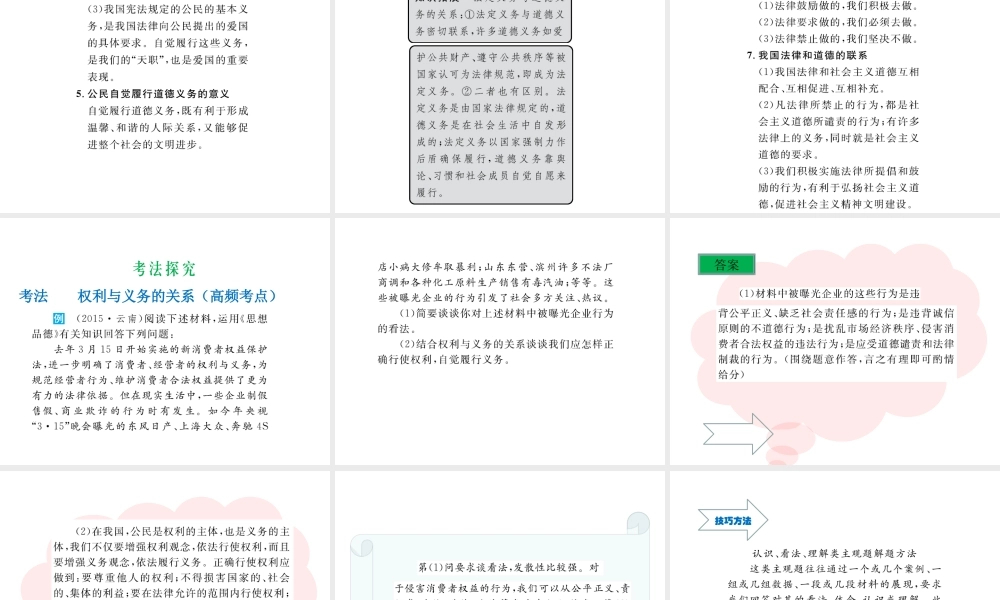 （云南省）中考政治总复习 八下 第一单元 权利义务伴我行（考点链接考点梳理考法探究）课件 新人教版-新人教版初中九年级全册政治课件