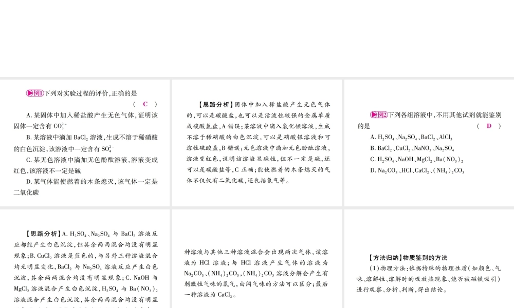 （四川地区）中考化学总复习 专题二 物质的检验与鉴别、分离与除杂、物质共存教学讲解课件-人教版初中九年级全册化学课件
