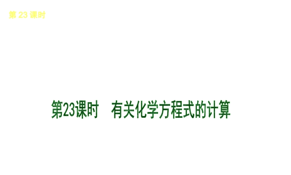 （北京专版）2013届中考化学考前热点冲刺《第23课时 有关化学方程式的计算》课件（单课考点自主梳理+热点反馈+典例真题分析）