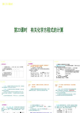 （北京专版）2013届中考化学考前热点冲刺《第23课时 有关化学方程式的计算》课件（单课考点自主梳理+热点反馈+典例真题分析）