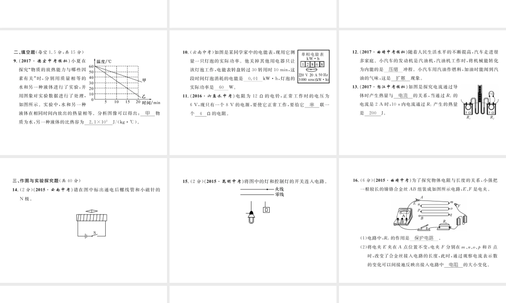 （云南专用）九年级物理全册 期末达标测试卷课件 （新版）沪科版-（新版）沪科版初中九年级全册物理课件