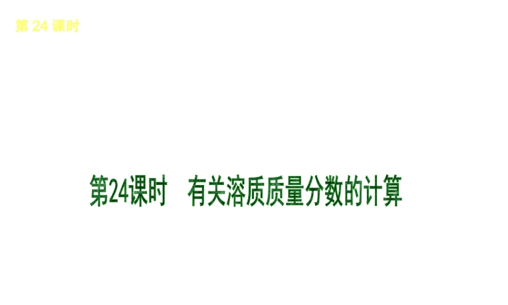 （北京专版）2013届中考化学考前热点冲刺《第24课时 有关溶质质量分数的计算》课件（单课考点自主梳理+热点反馈+典例真题分析）