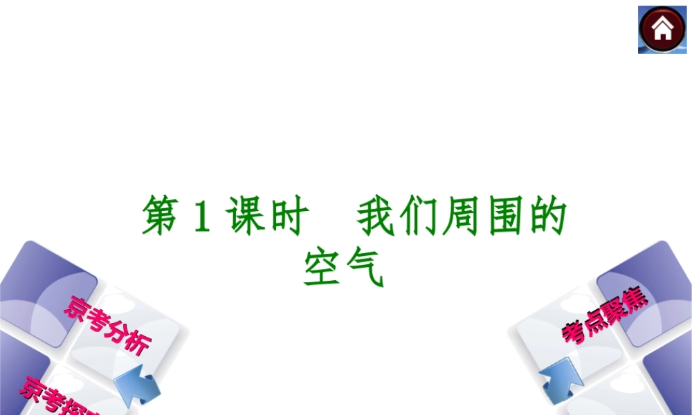 （北京专版）2014中考化学复习方案 第1课时 我们周围的空气课件（京考分析+考点聚焦+京考探究，含2013试题）