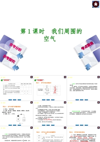 （北京专版）2014中考化学复习方案 第1课时 我们周围的空气课件（京考分析+考点聚焦+京考探究，含2013试题）