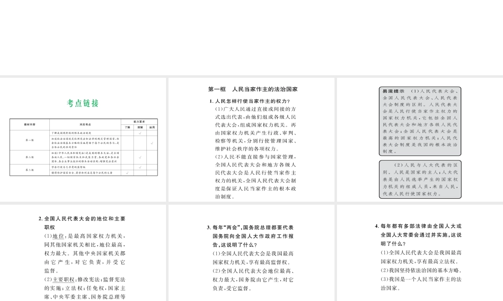（云南省）中考政治总复习 九年级 第三单元 第六课 参与政治生活（考点链接考点梳理考法探究）课件 新人教版-新人教版初中九年级全册政治课件