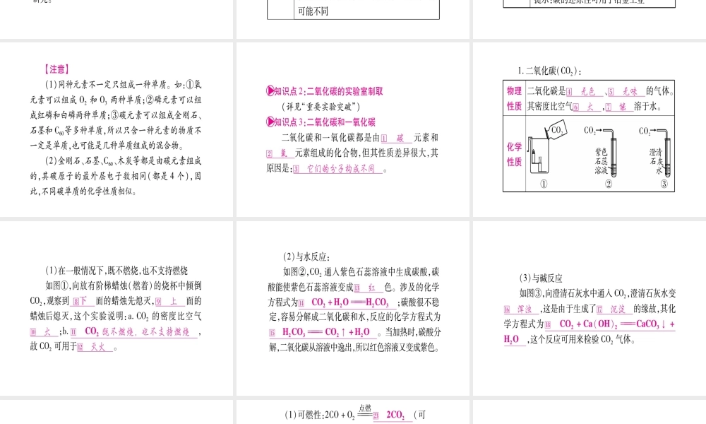 （四川地区）中考化学总复习 第6单元 碳和碳的氧化物教学讲解课件-人教版初中九年级全册化学课件