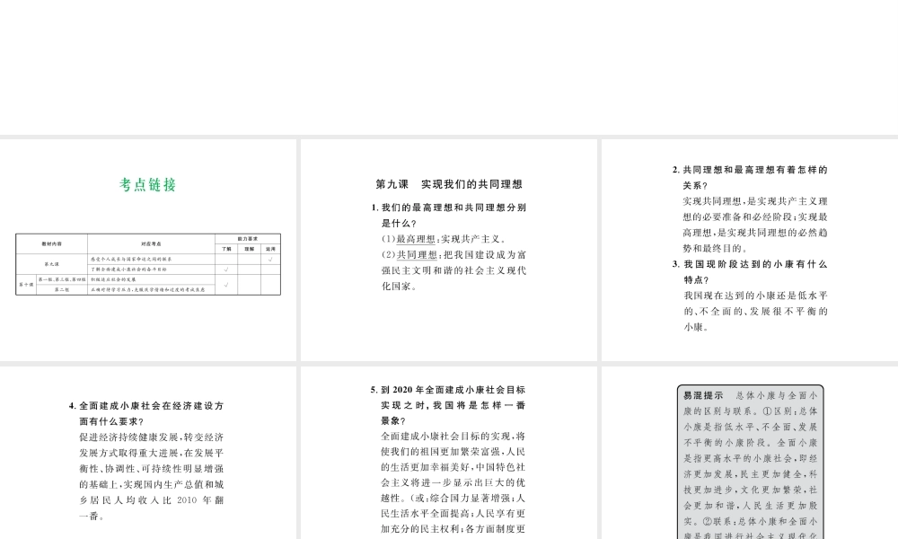 （云南省）中考政治总复习 九年级 第四单元 满怀希望 迎接明天（考点链接考点梳理考法探究）课件 新人教版-新人教版初中九年级全册政治课件