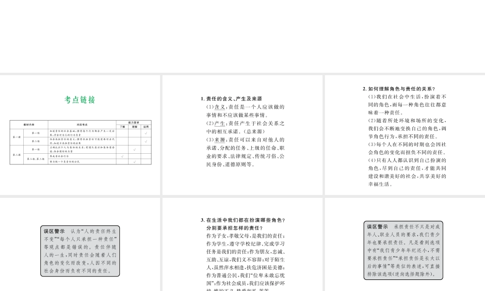（云南省）中考政治总复习 九年级 第一单元 承担责任 服务社会（考点链接考点梳理考法探究）课件 新人教版-新人教版初中九年级全册政治课件