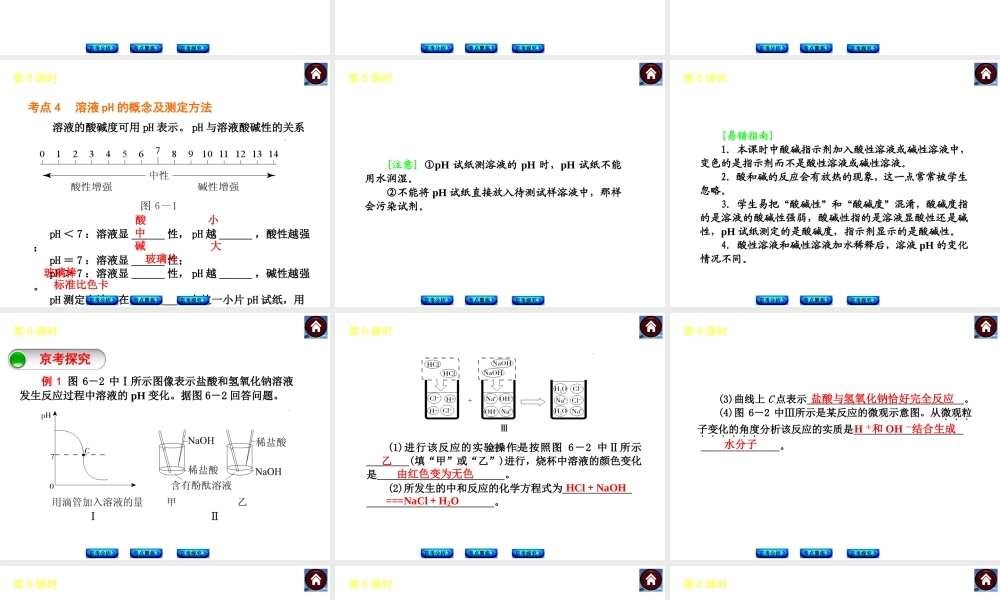 （北京专版）2014中考化学复习方案 第6课时 中和反应 溶液的pH课件（京考分析+考点聚焦+京考探究，含2013试题）