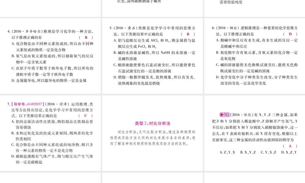 （四川地区）中考化学总复习 专题一 常用的化学思想和方法教学讲解课件-人教版初中九年级全册化学课件