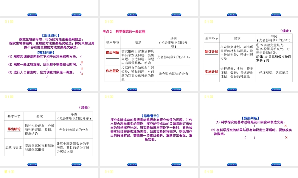 （北京专版）中考生物复习方案 主题一 科学探究 第1课时 科学探究课件-人教级全册生物课件