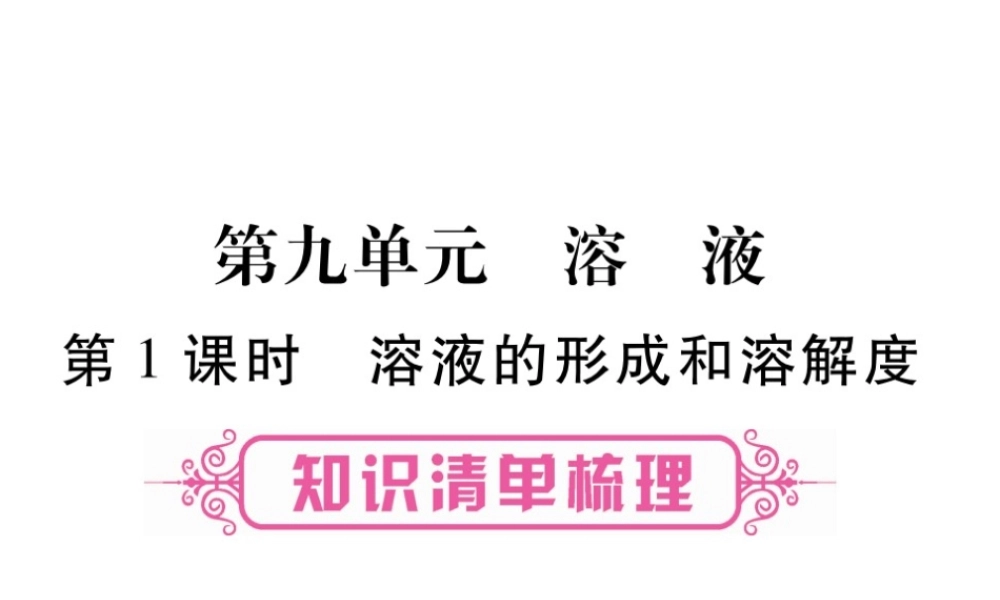 （四川地区）中考化学总复习 第9单元 溶液教学讲解课件-人教版初中九年级全册化学课件