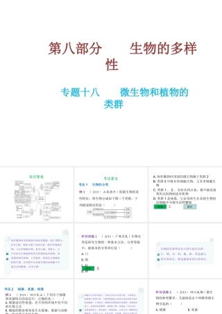 （云南专用）中考生物总复习 第八部分 生物的多样性 专题十八 微生物和植物的类群课件-人教级全册生物课件