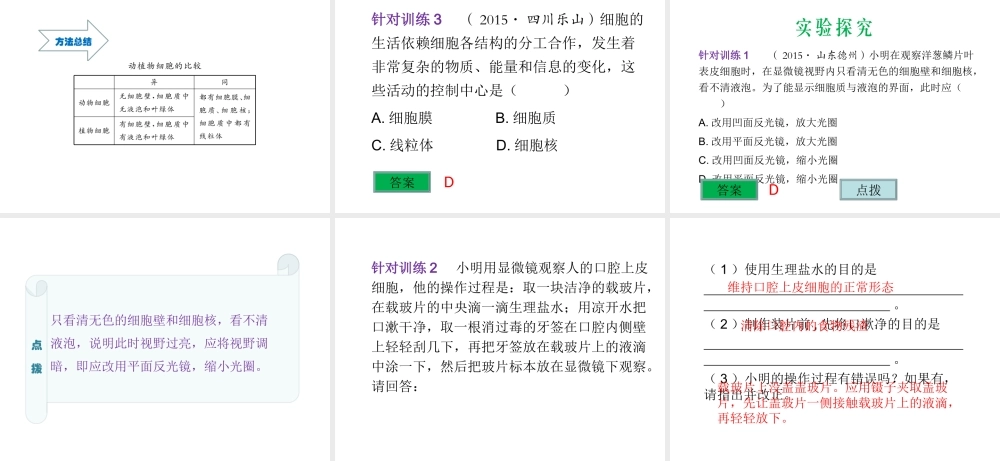 （云南专用）中考生物总复习 第二部分 生物体的结构层次 专题二 细胞是生命活动的基本单位课件-人教级全册生物课件