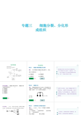（云南专用）中考生物总复习 第二部分 生物体的结构层次 专题三 细胞分裂 分化形成组织课件-人教版初中九年级全册生物课件