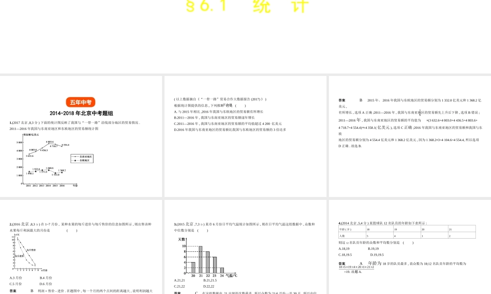 （北京专版）中考数学一轮复习 第六章 统计与概率 6.1 统计（试卷部分）课件-人教版初中九年级全册数学课件