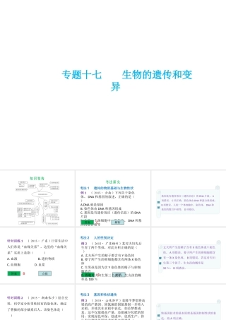 （云南专用）中考生物总复习 第七部分 生物的生殖发育与遗传 专题十七 生物的遗传和变异课件-人教版初中九年级全册生物课件