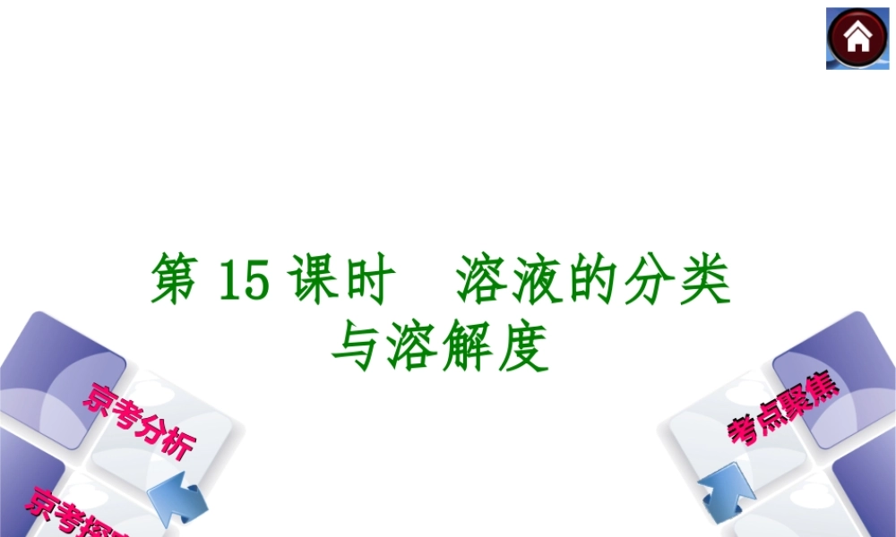 （北京专版）2014中考化学复习方案 第15课时 溶液的分类与溶解度课件（京考分析+考点聚焦+京考探究，含2013试题）