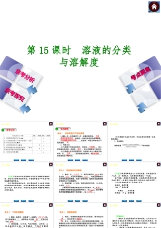 （北京专版）2014中考化学复习方案 第15课时 溶液的分类与溶解度课件（京考分析+考点聚焦+京考探究，含2013试题）