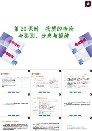 （北京专版）2014中考化学复习方案 第20课时 物质的检验与鉴别、分离与提纯课件（京考分析+考点聚焦+京考探究，含2013试题）
