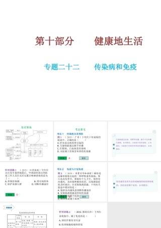 （云南专用）中考生物总复习 第十部分 健康地生活 专题二十二 传染病和免疫课件-人教级全册生物课件