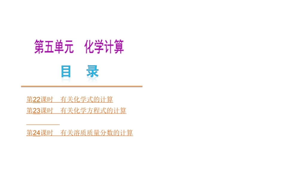 （北京专版）中考化学教材化总复习 第五单元 化学计算课件
