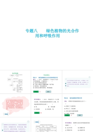 （云南专用）中考生物总复习 第四部分 生物圈中的绿色植物 专题八 绿色植物的光合作用和呼吸作用课件-人教级全册生物课件